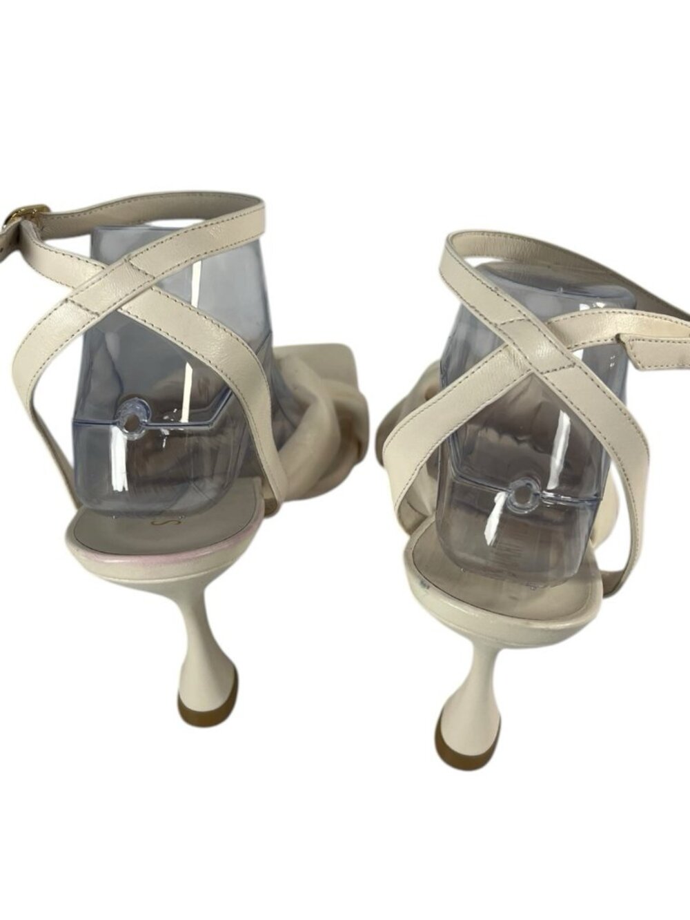 Stuart Weitzman Womens Playa 100 Knot Sandals US 11 B White Leather Heels - Picture 4 of 5